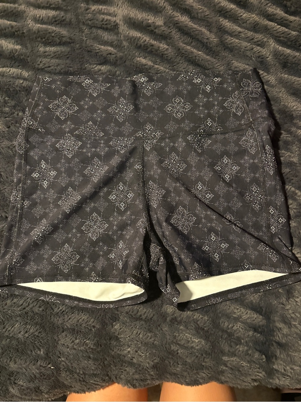 JoyLab Black Patterned Bike Shorts with White Liner Trim